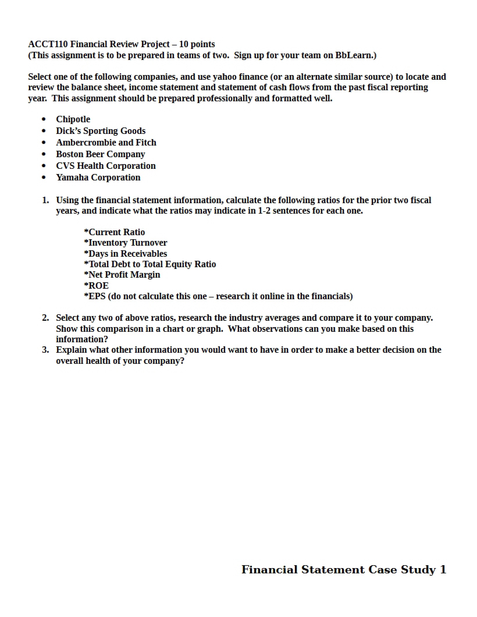 Project on Financial Review