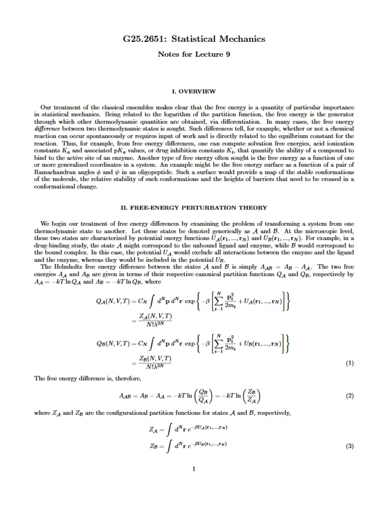 Lecture Notes CHEM-GA 2651