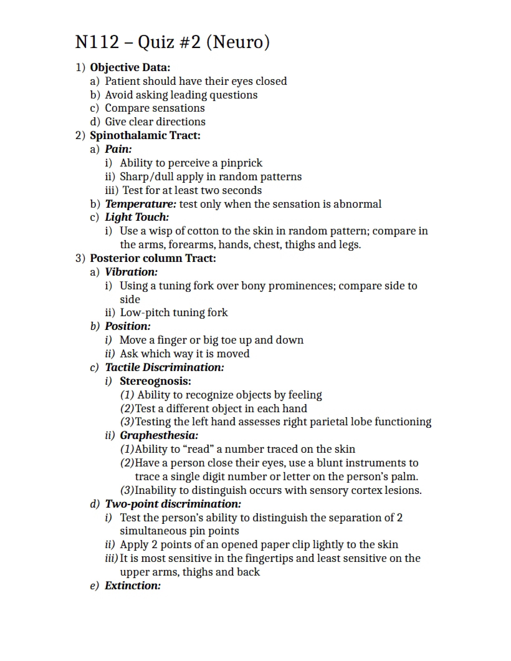 Second Quiz Health Assessment