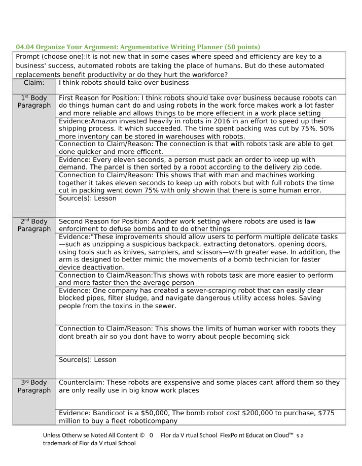 Argumentative Writing Planner - Organize Your Argument