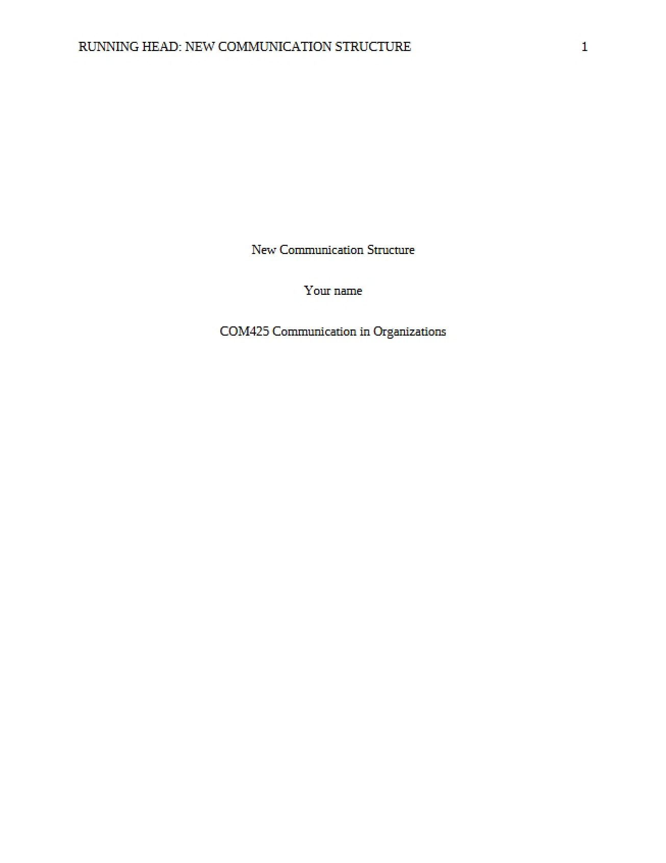New Structures of Communication