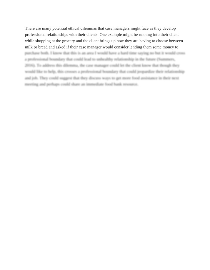 Case Management Relationships - Ethical Dilemmas