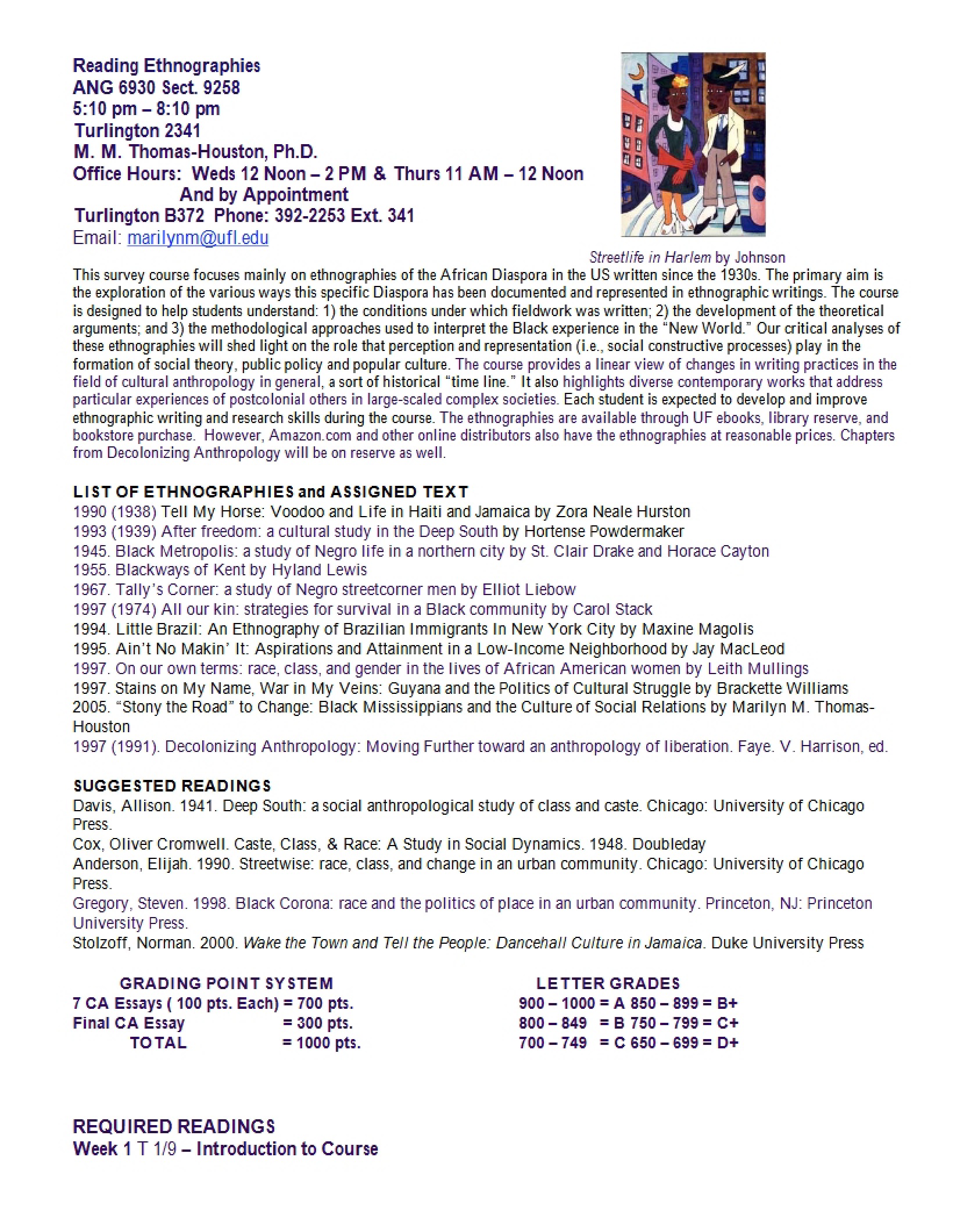 Ethnography Reading Syllabus