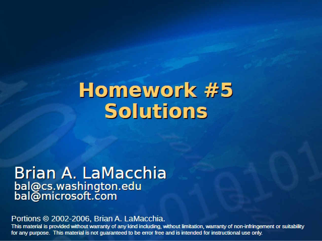 Solutions for Homework 5