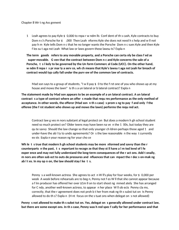 Writing Assignment for Chapter 8