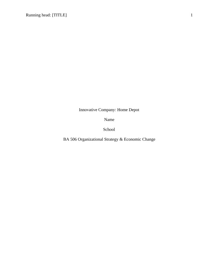 Innovating the Home Improvement Industry - The Home Depot
