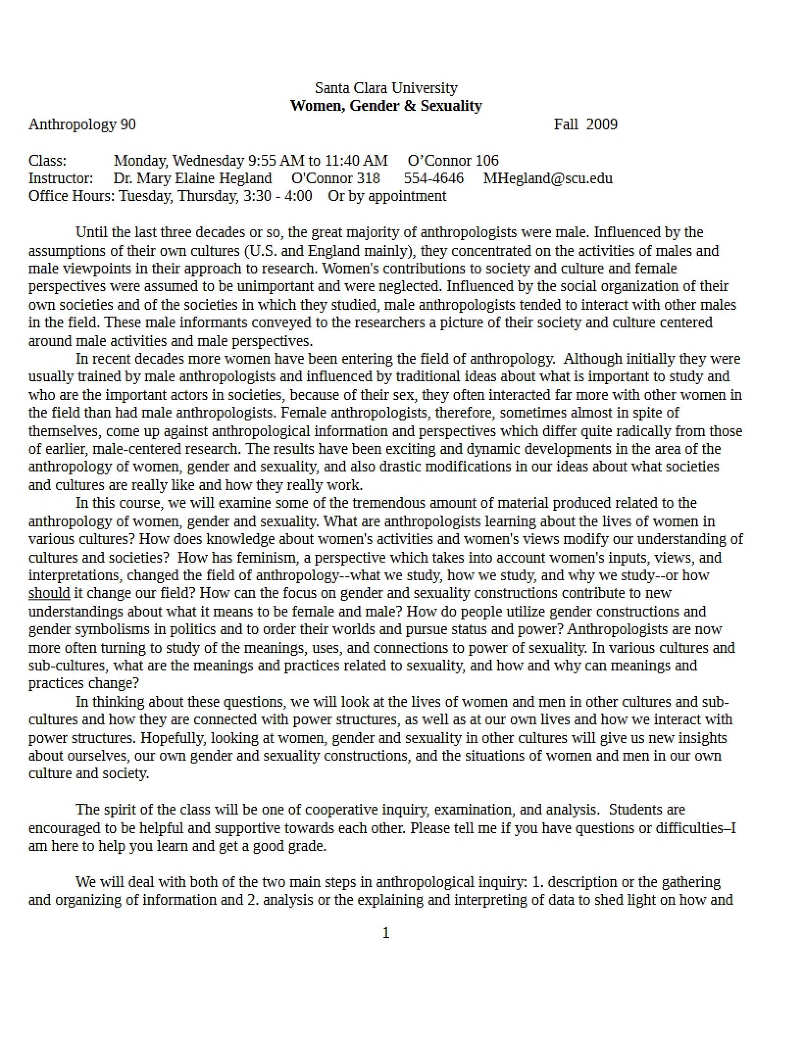 Women, Gender, and Sexuality Syllabus