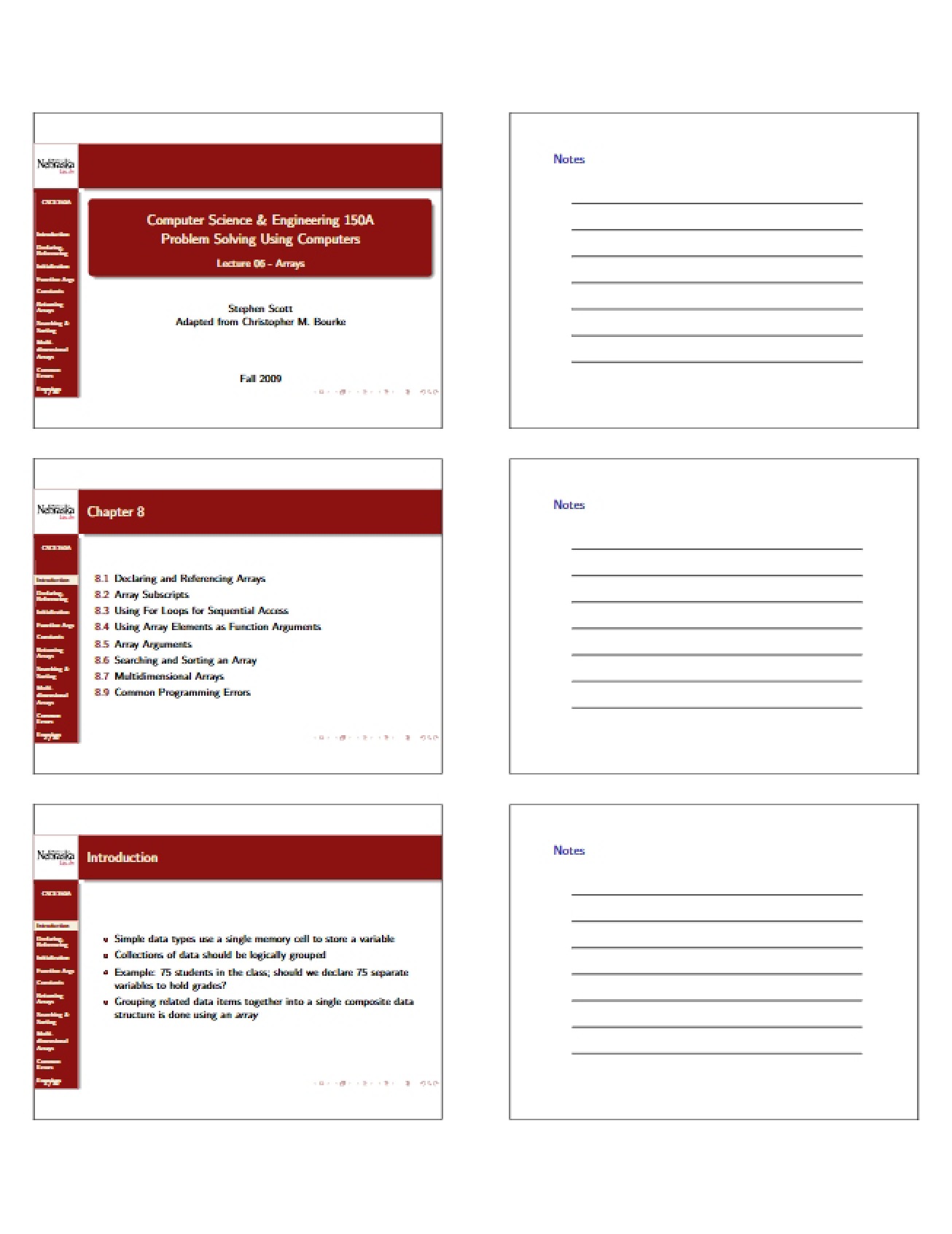 Class Notes for CSCE 150A