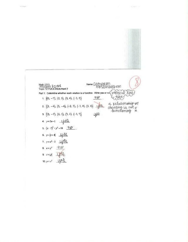 Worksheet 2 for Topic 12 Part A