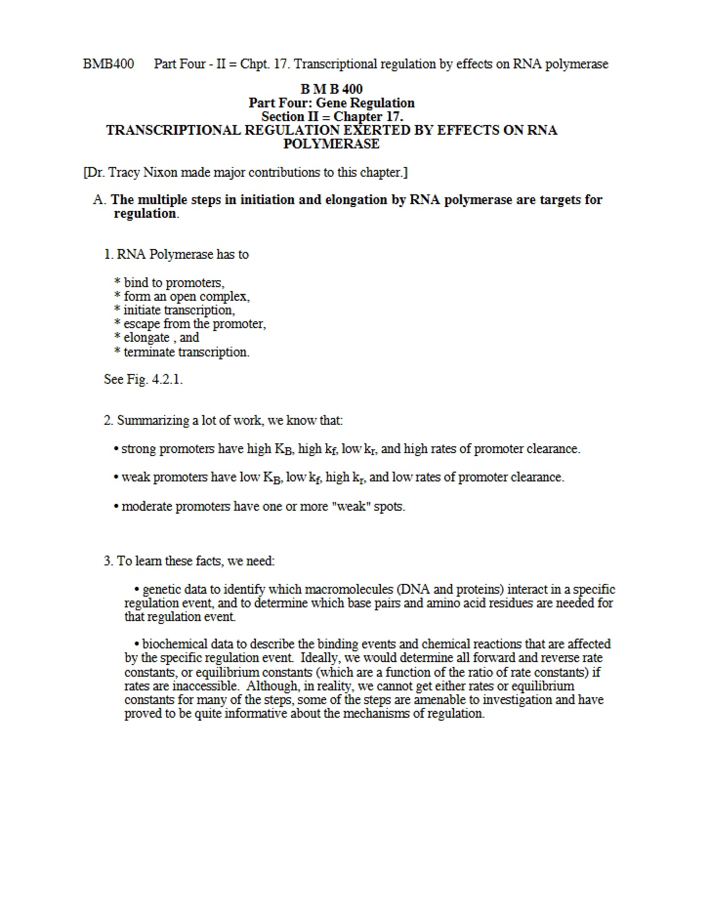 Control of Genetic Expression