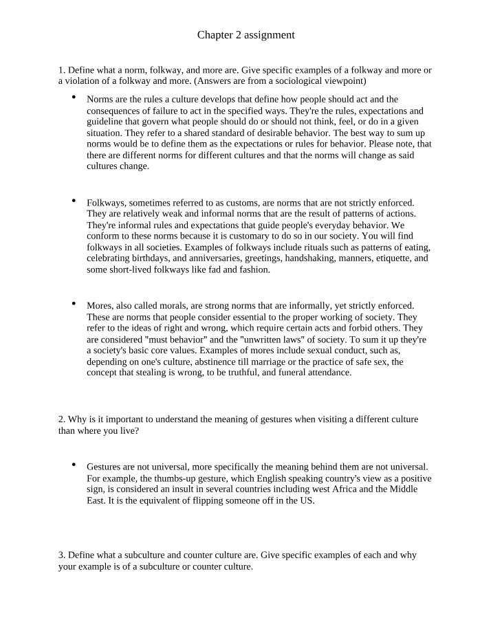 Assignment for Chapter 2