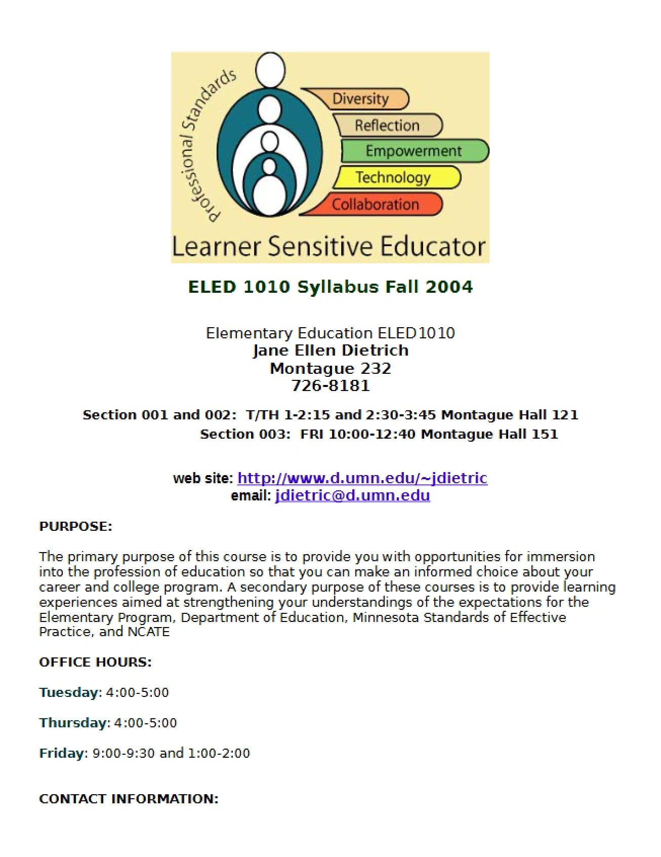 Syllabus for Introduction to Education