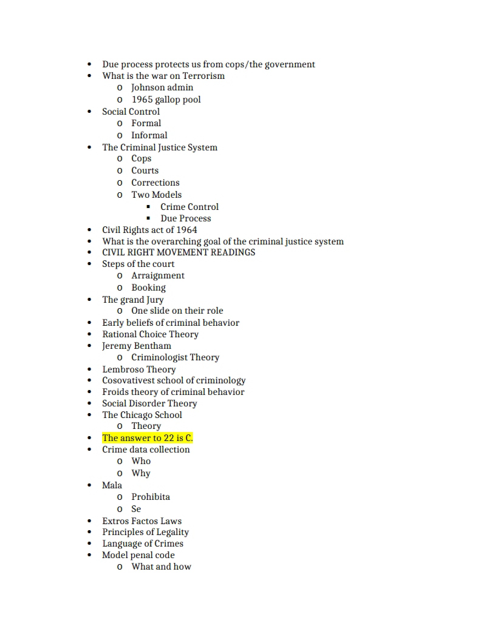 Criminal Justice Lecture Notes