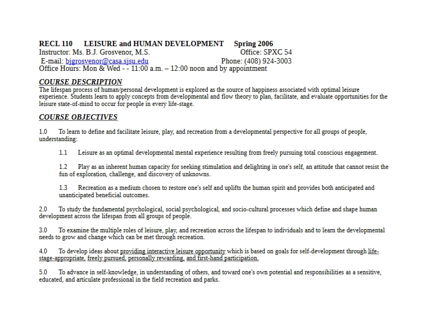 Grosvenor Course Material