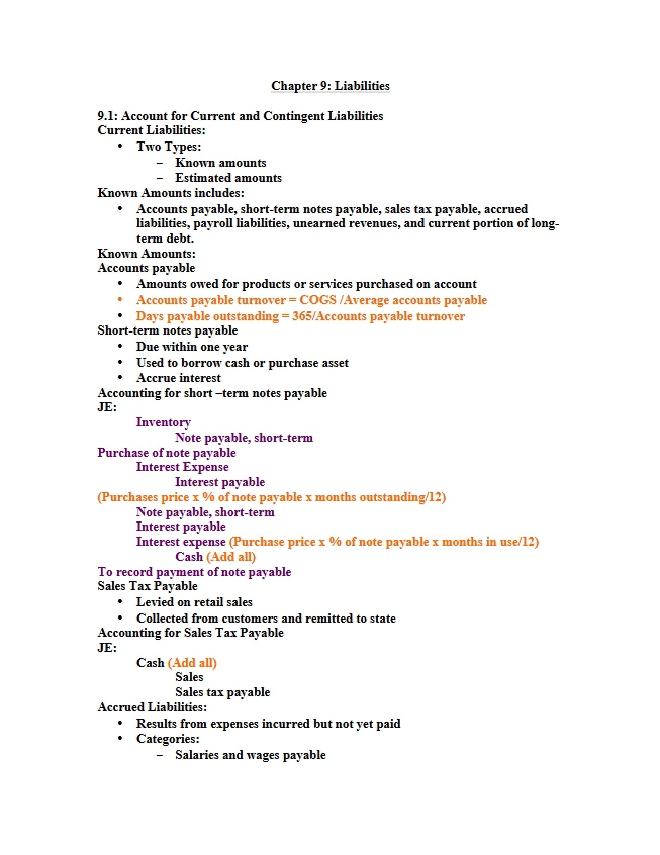 Chapter 09 Liabilities