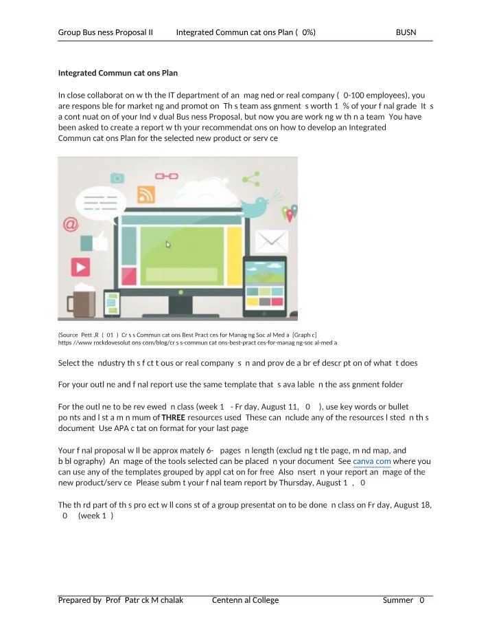 Integrated Communications Plan Assignment (BUSN 333)