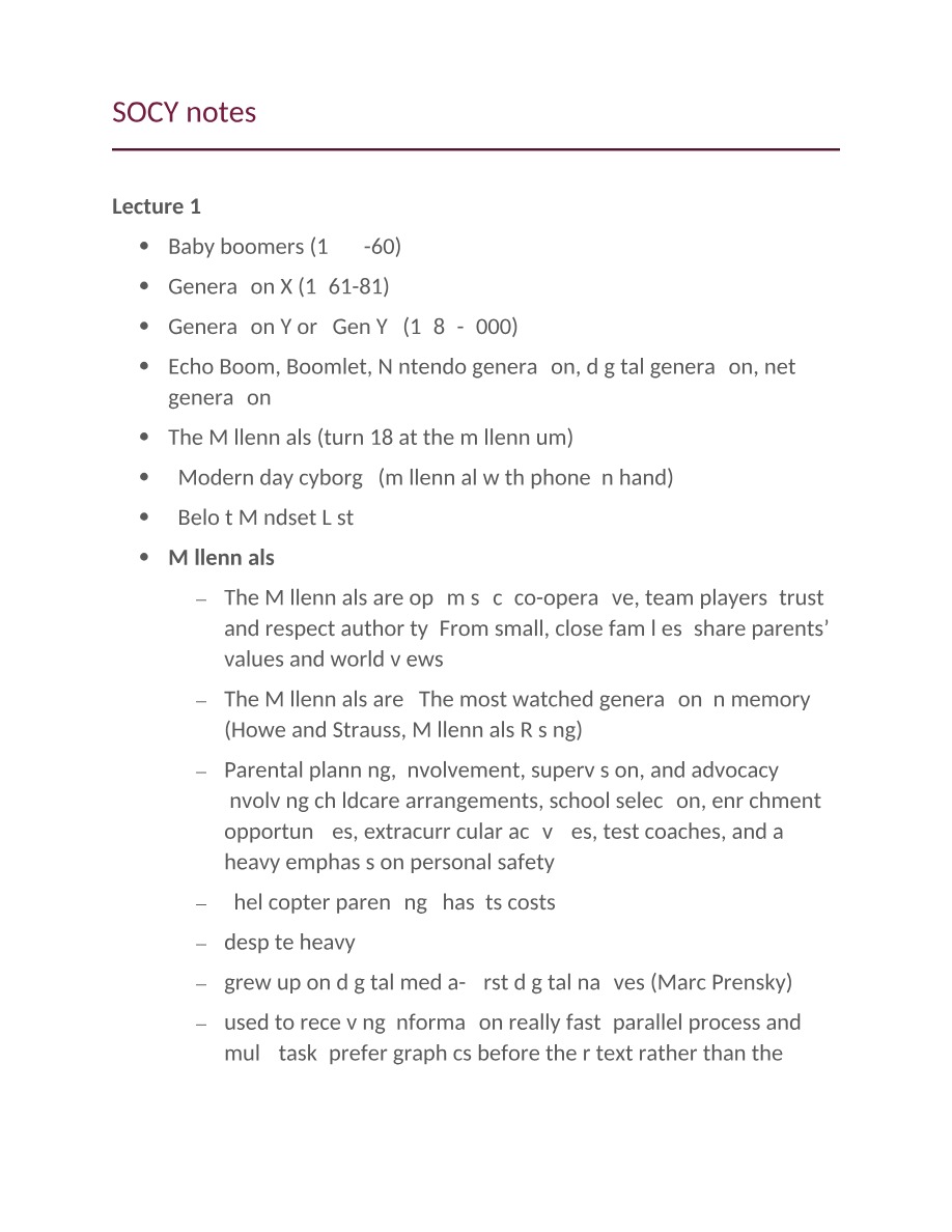 SOCY 122 Course Notes