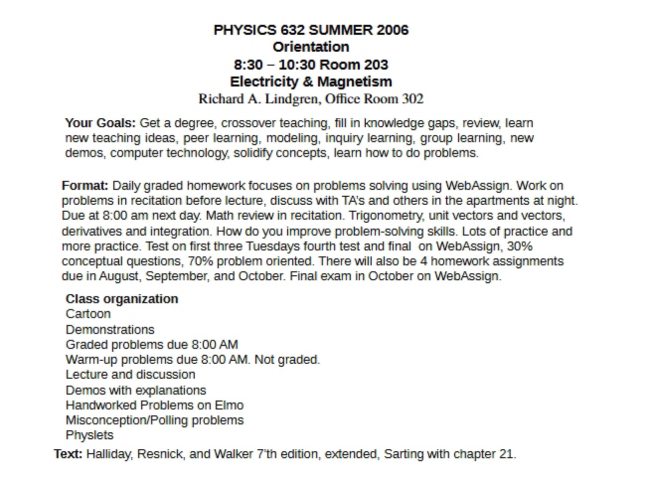 Orientation PHYS 632