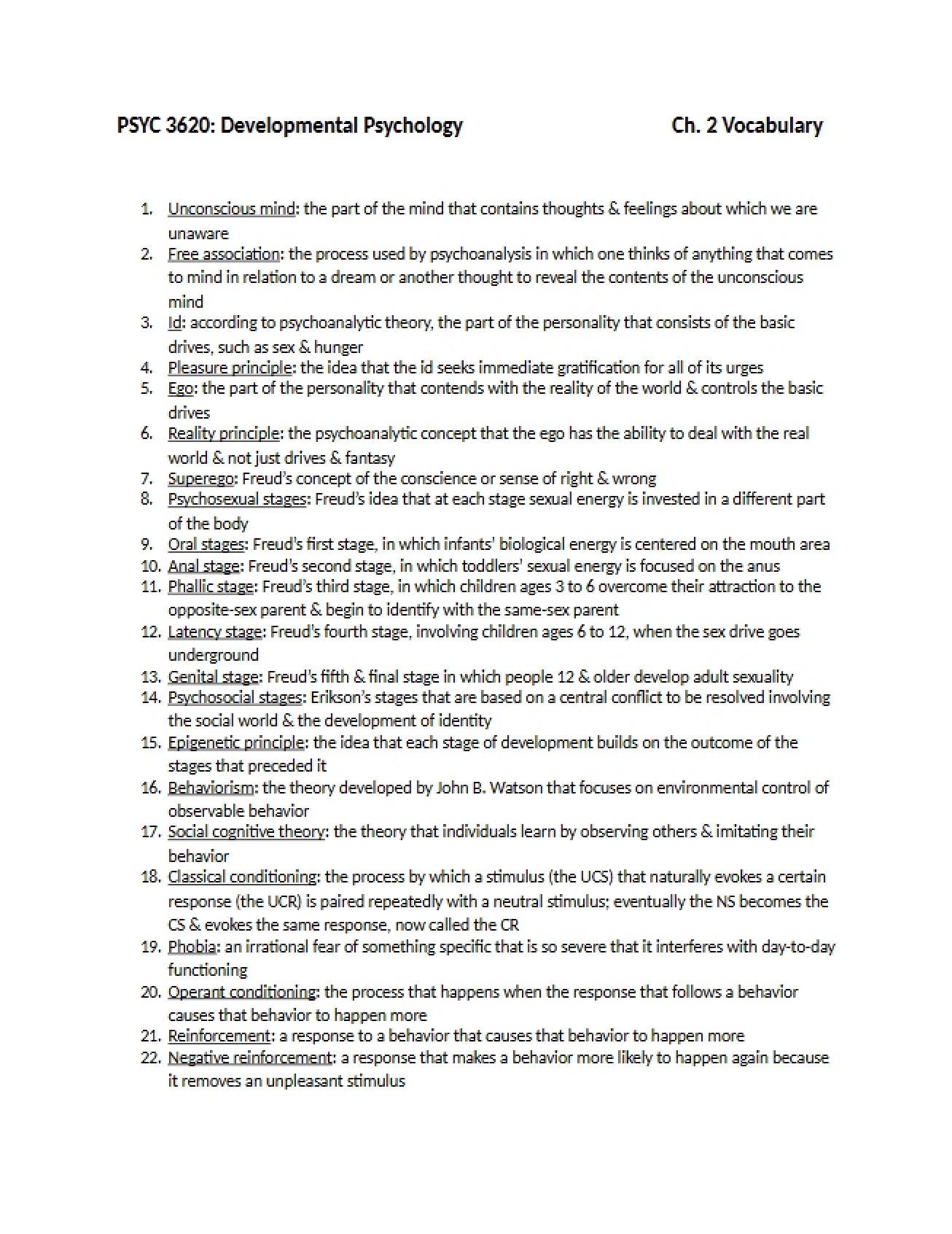 Vocabulary for Chapter Two