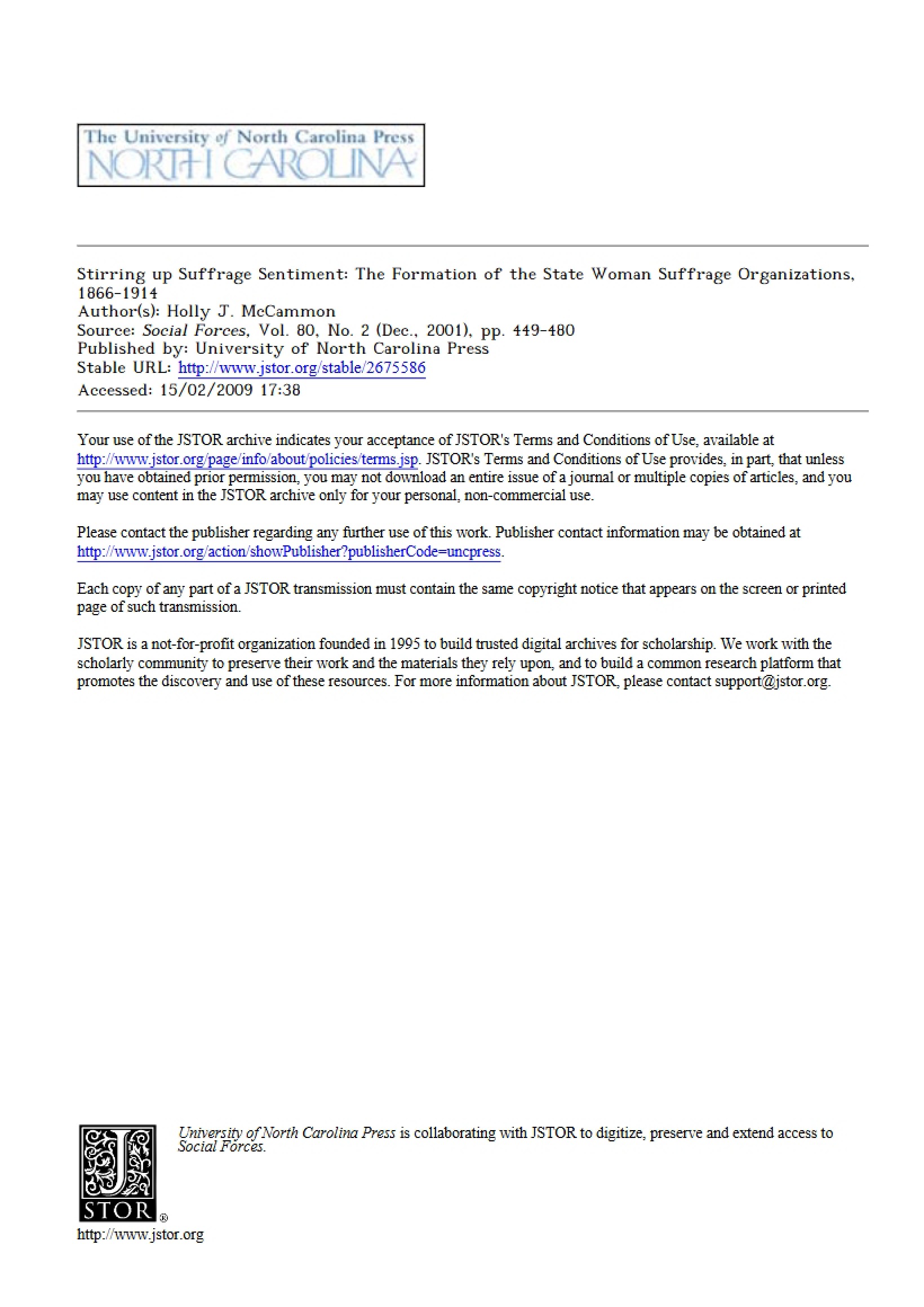 Suffrage Sentiment and State Woman Formation
