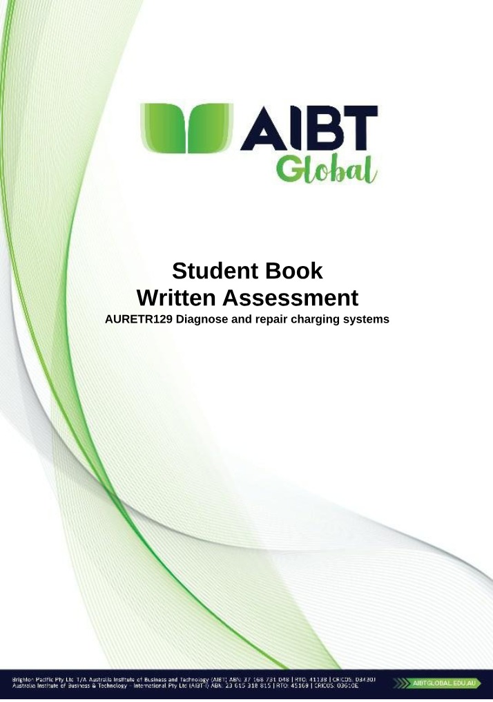 Student Book Written Assessment - Diagnose and Repair Charging Systems
