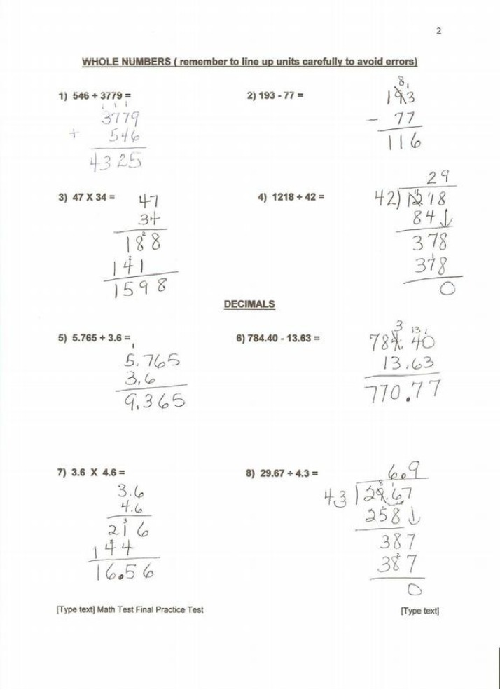 Math Final Practice Test
