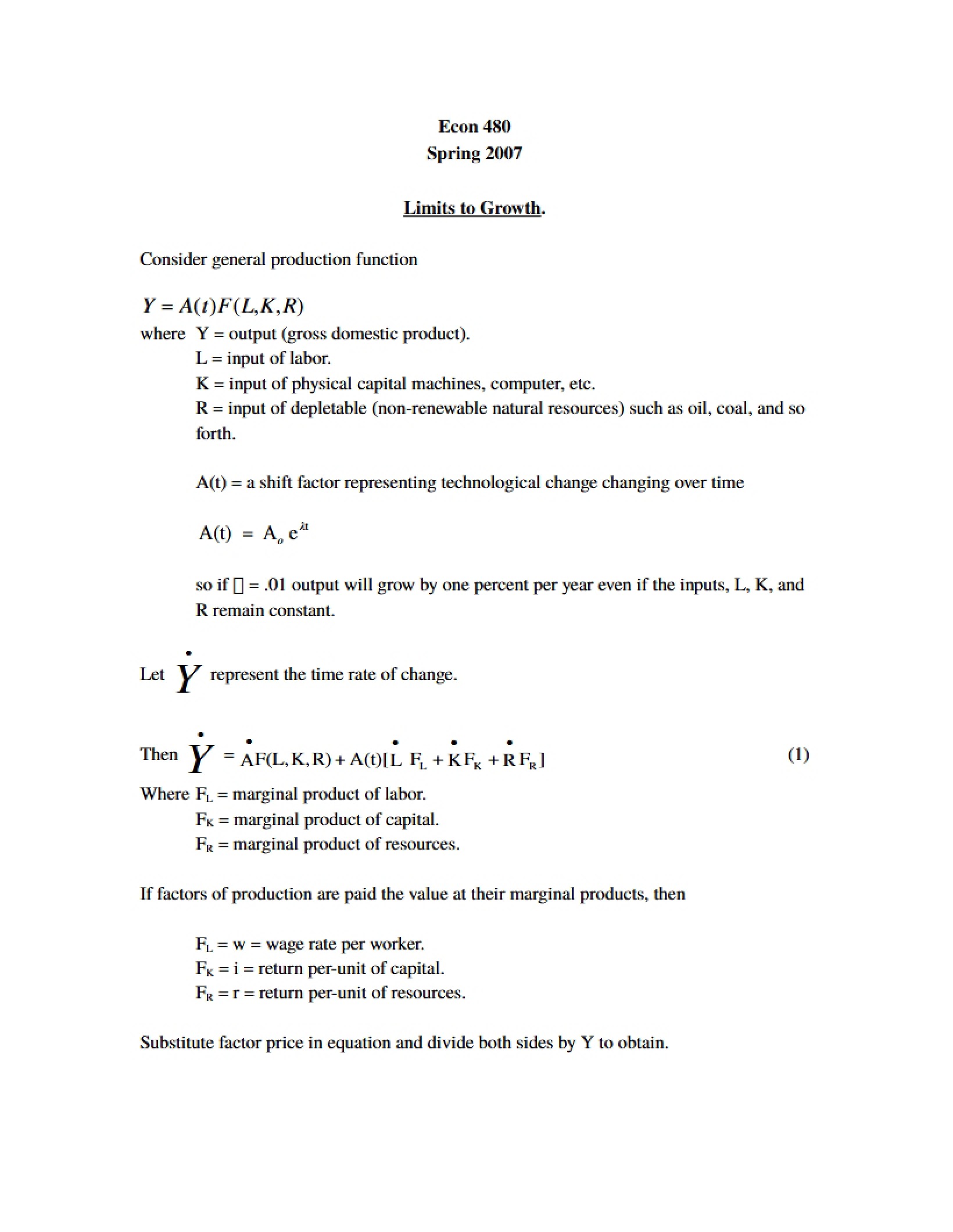 Environmental Economics Notes