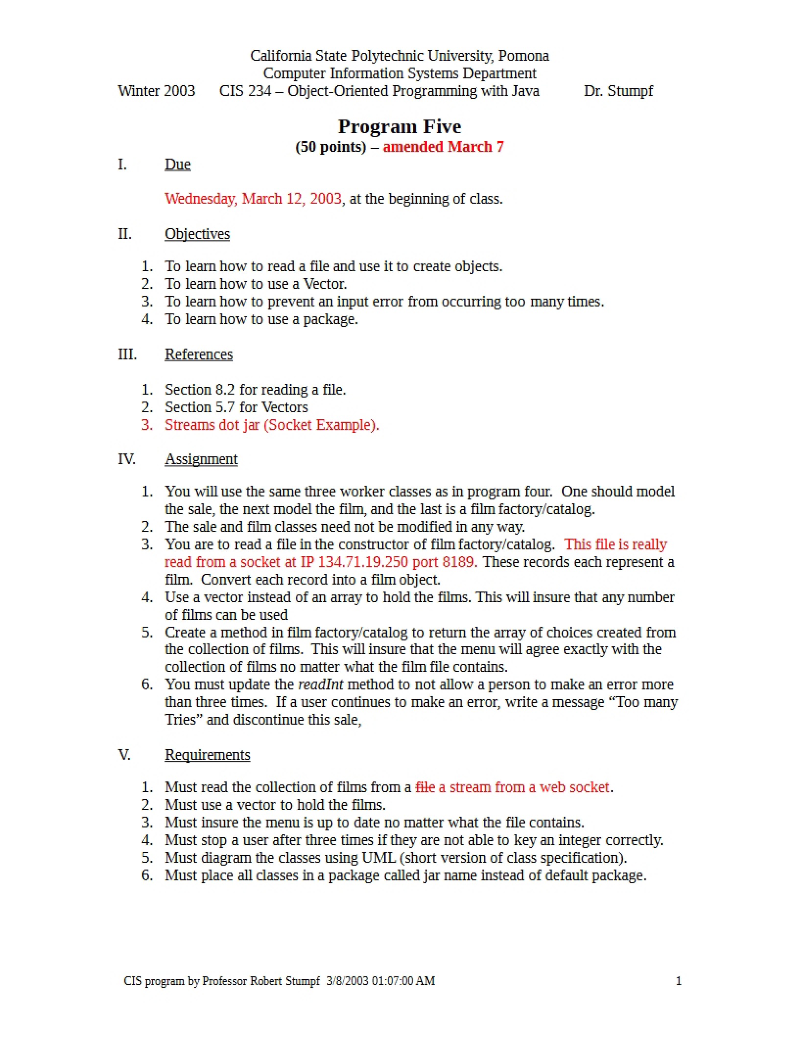 Fifth Program