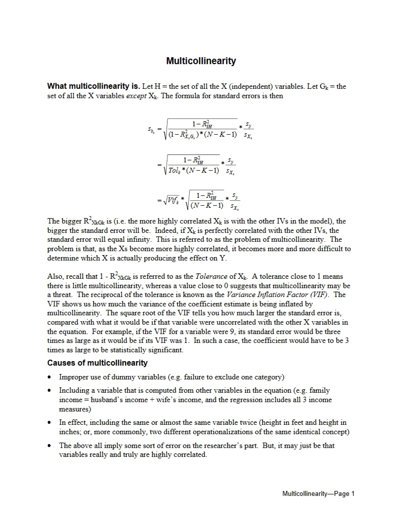 Concepts of Multicollinearity