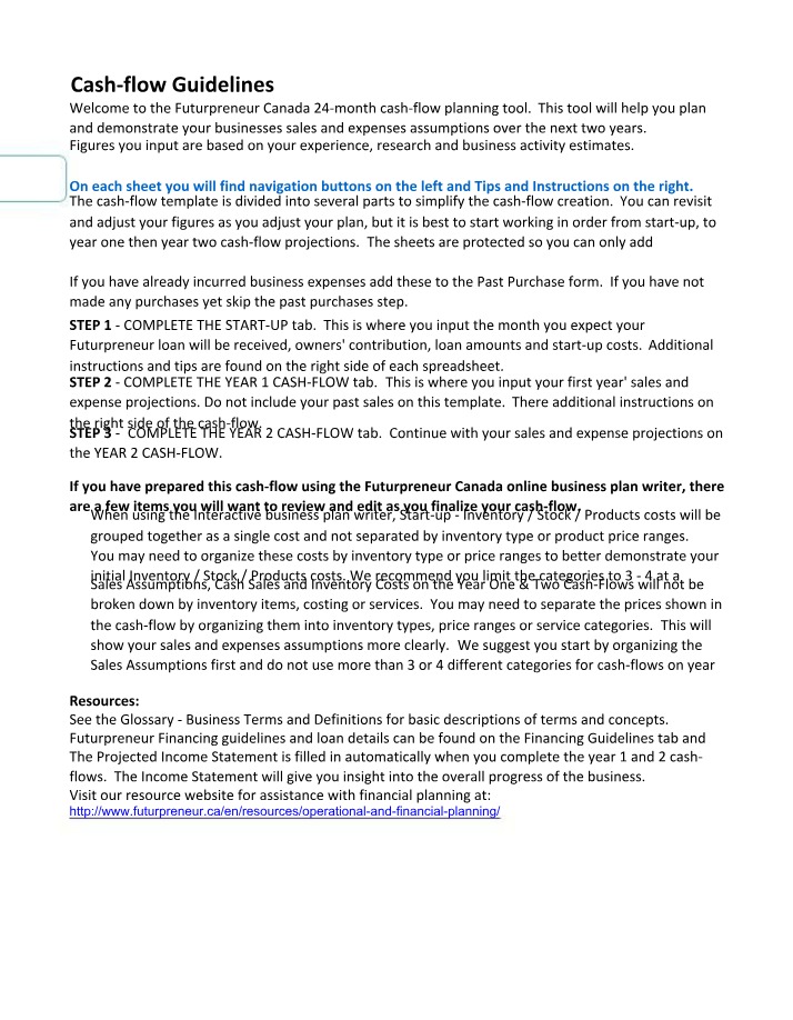 Guidelines for Cash-flow