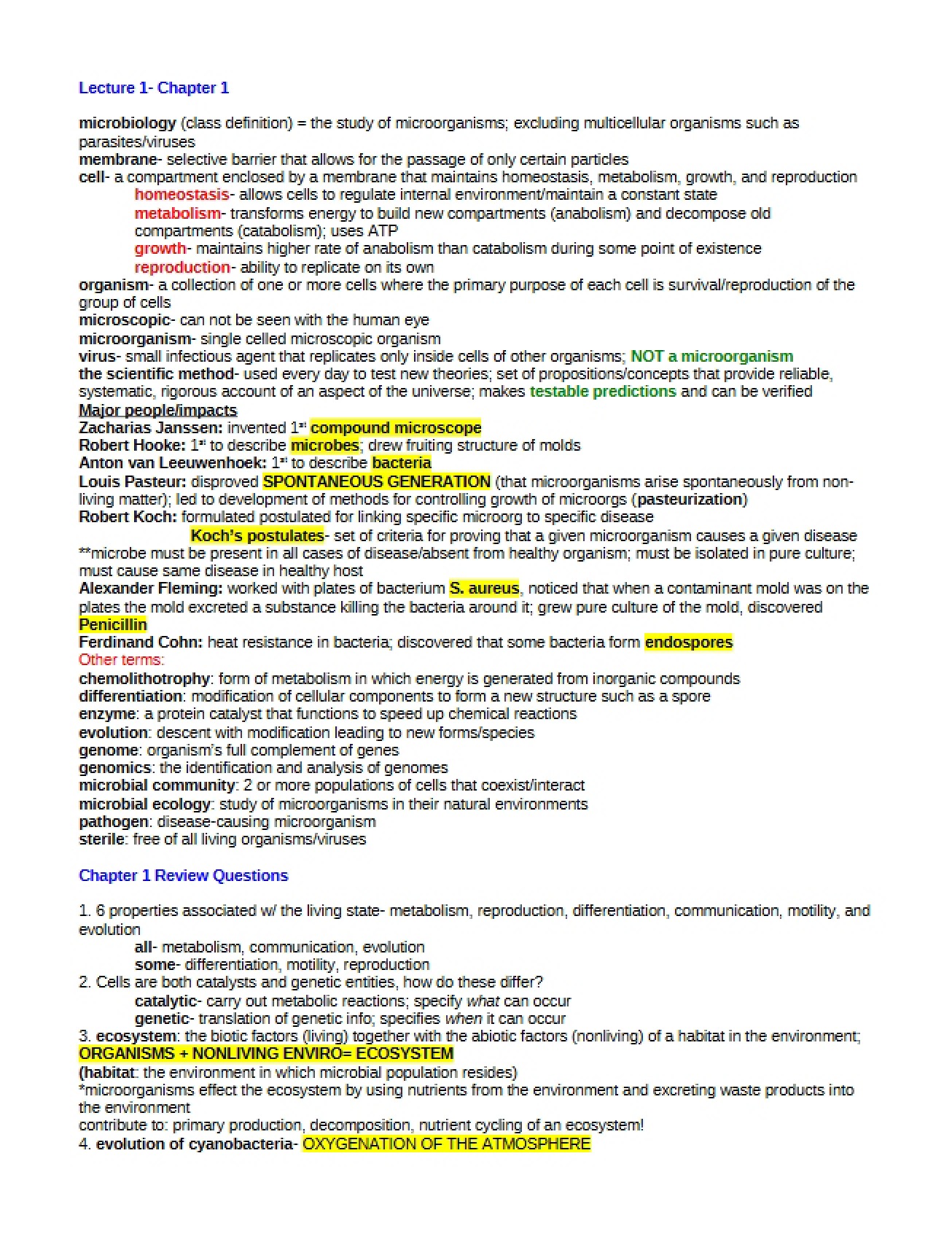 Microbiology Chapter 1