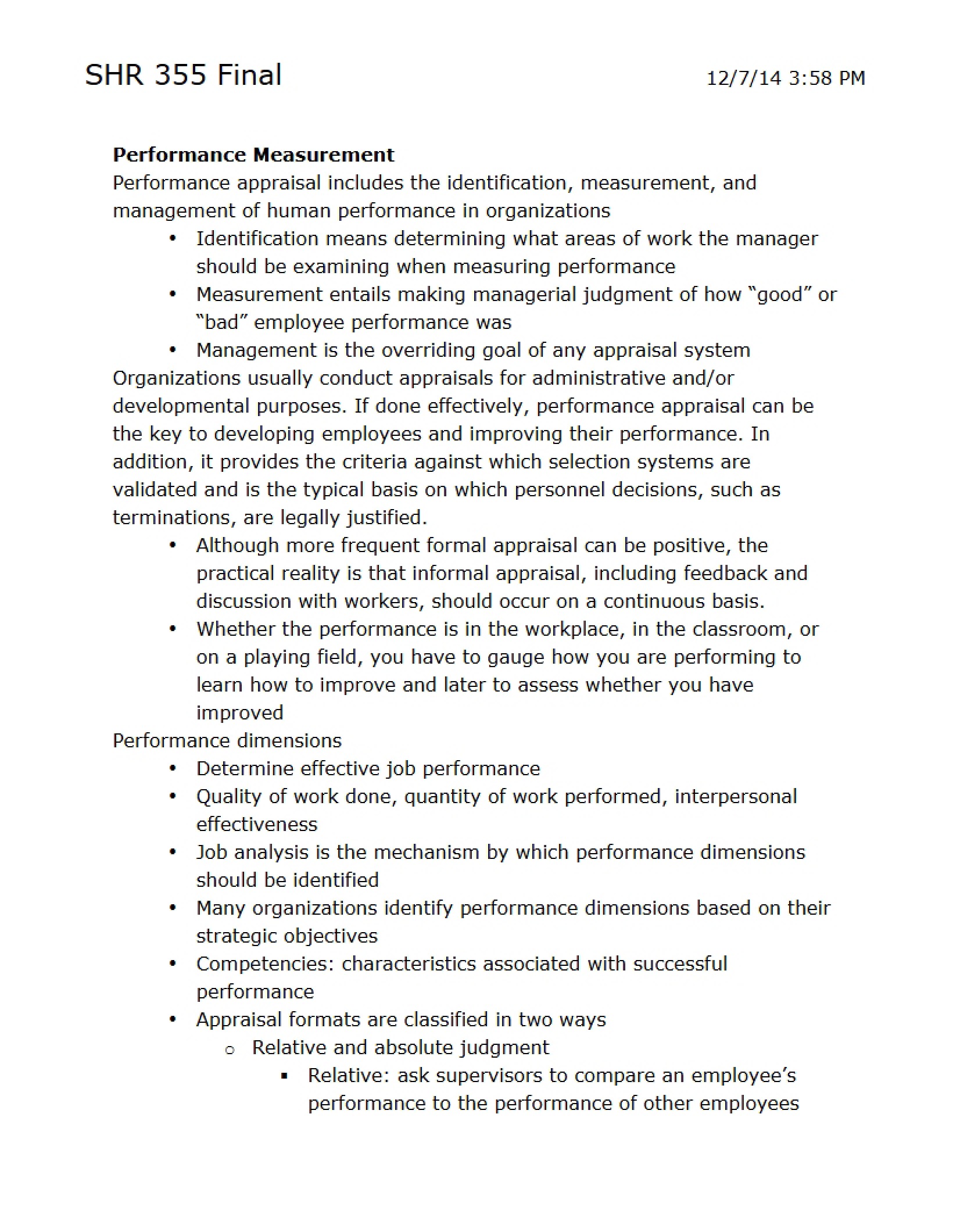 Measurement of Performance