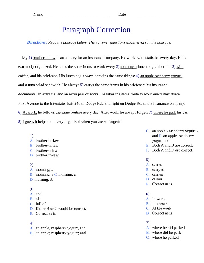 ENC1101 - Paragraph Correction