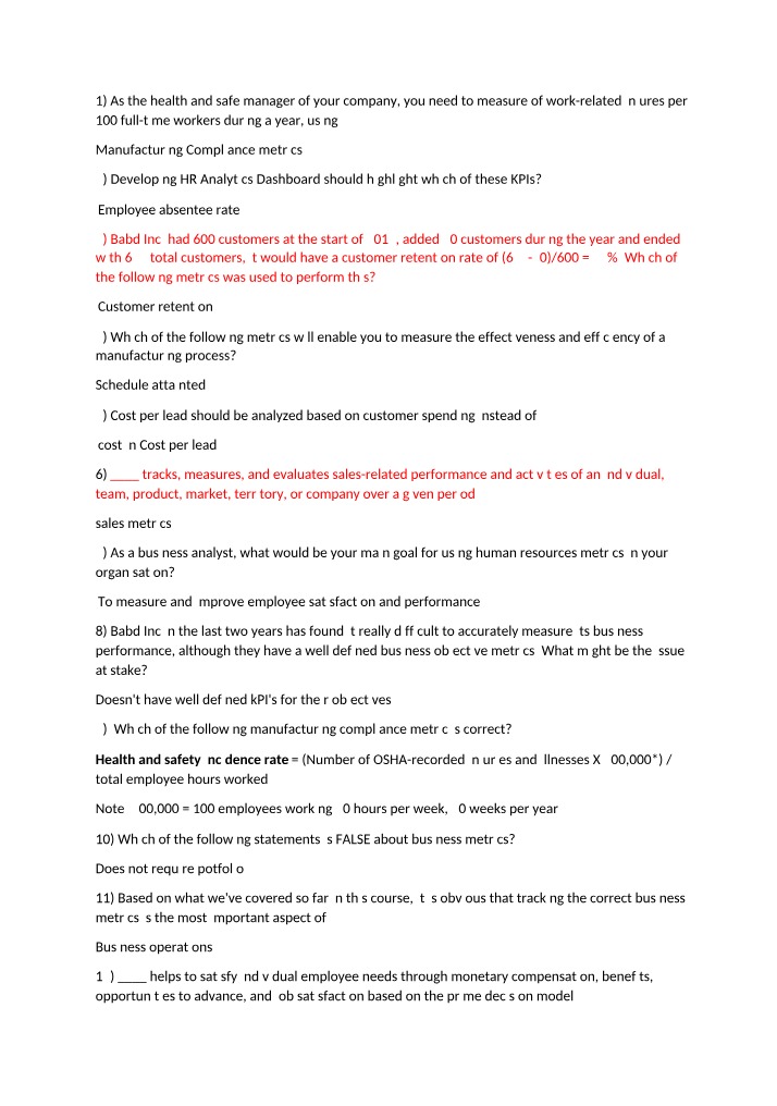 Business Metrics Analytics - Q&A