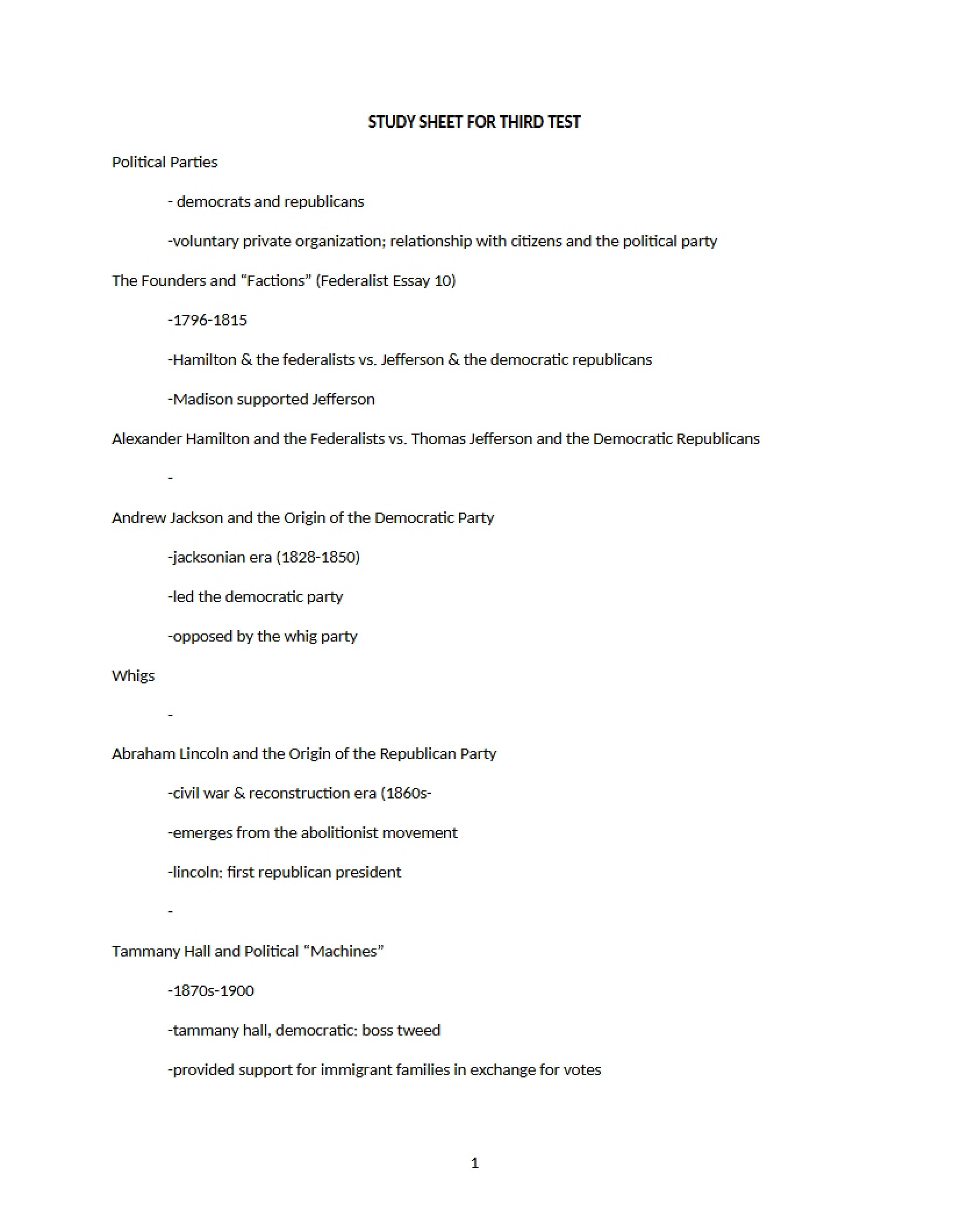 Exam Three Review Sheet