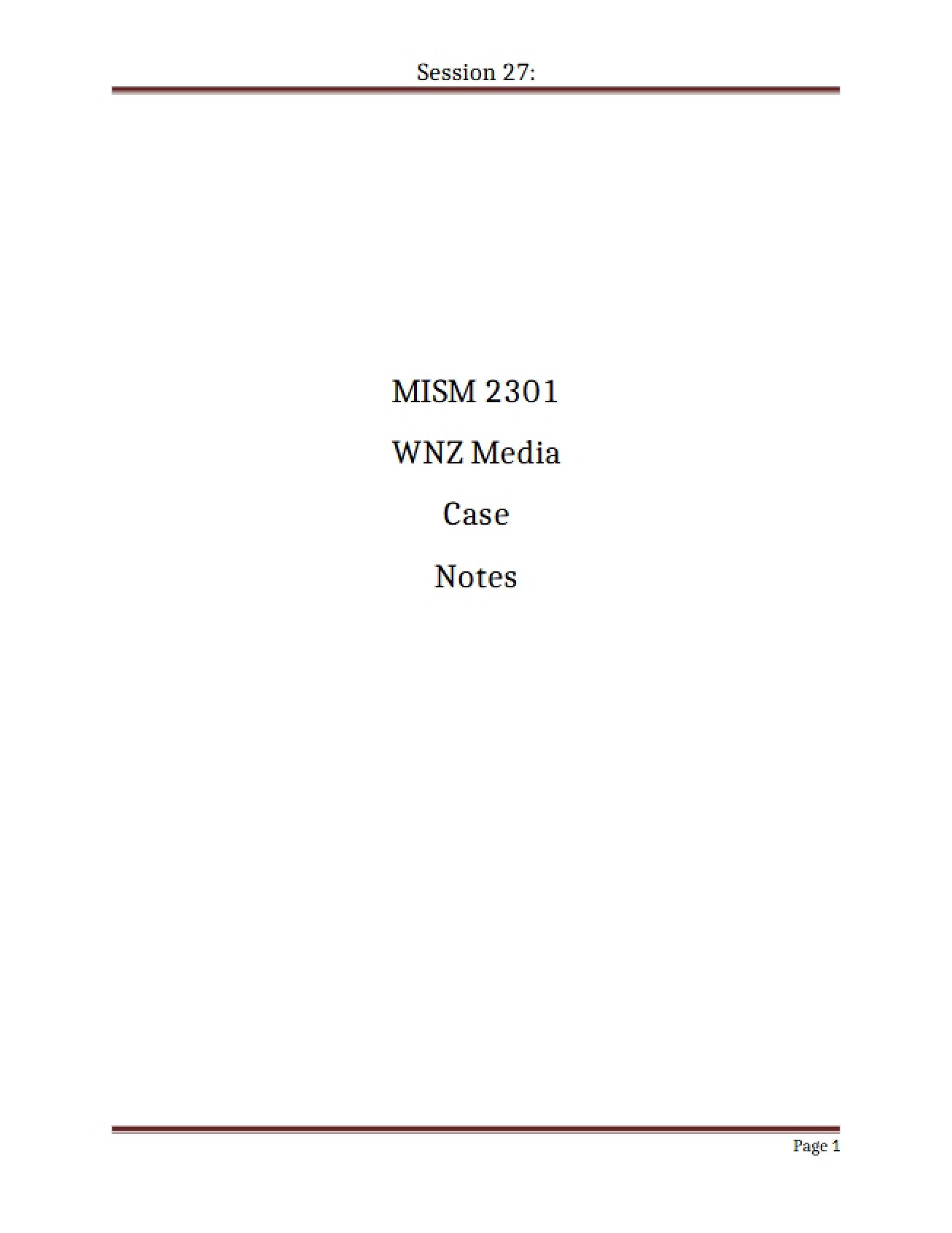 Notes from Session 27
