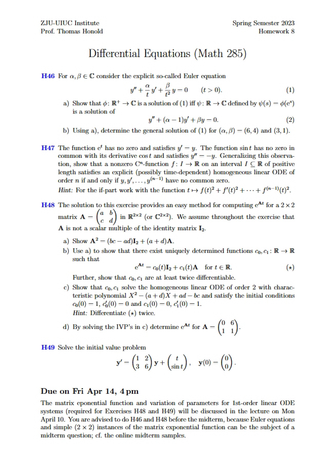 Eighth Homework Assignment