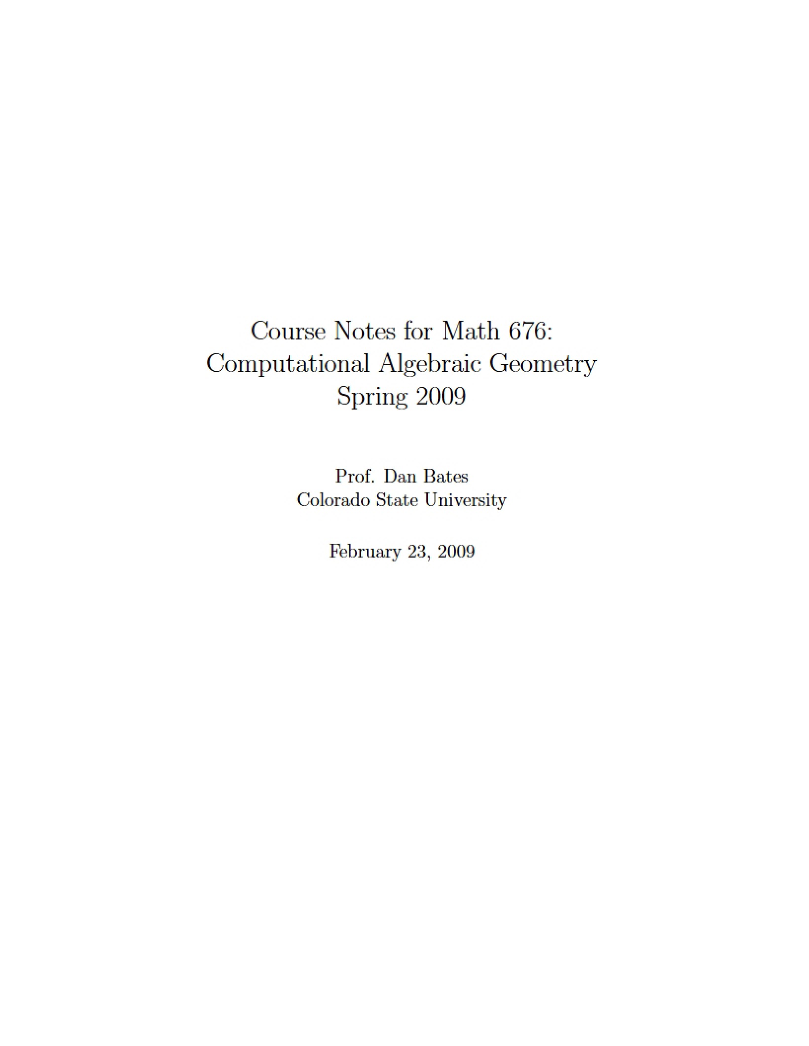 Algebraic Geometry Computational