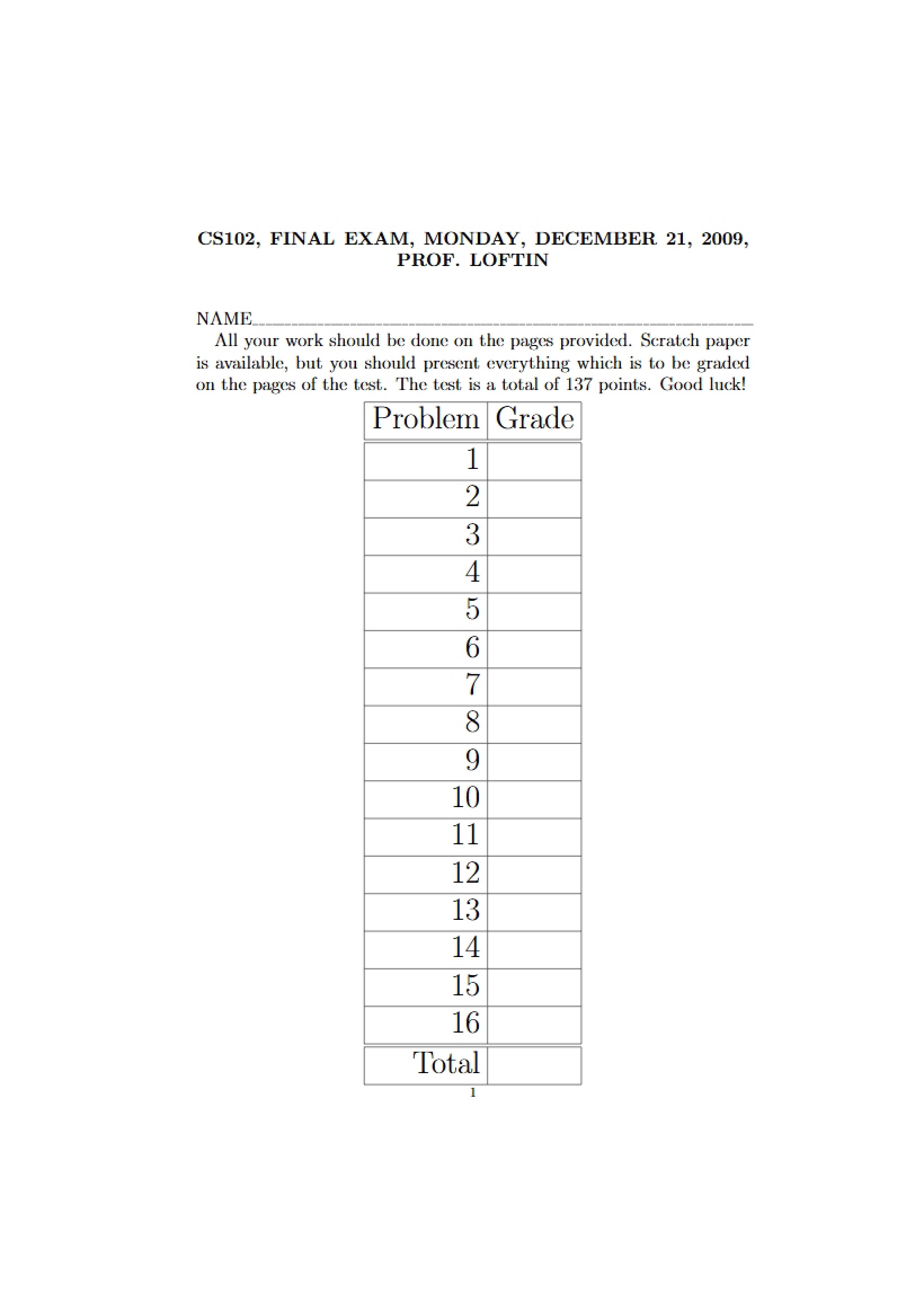 Final Examination