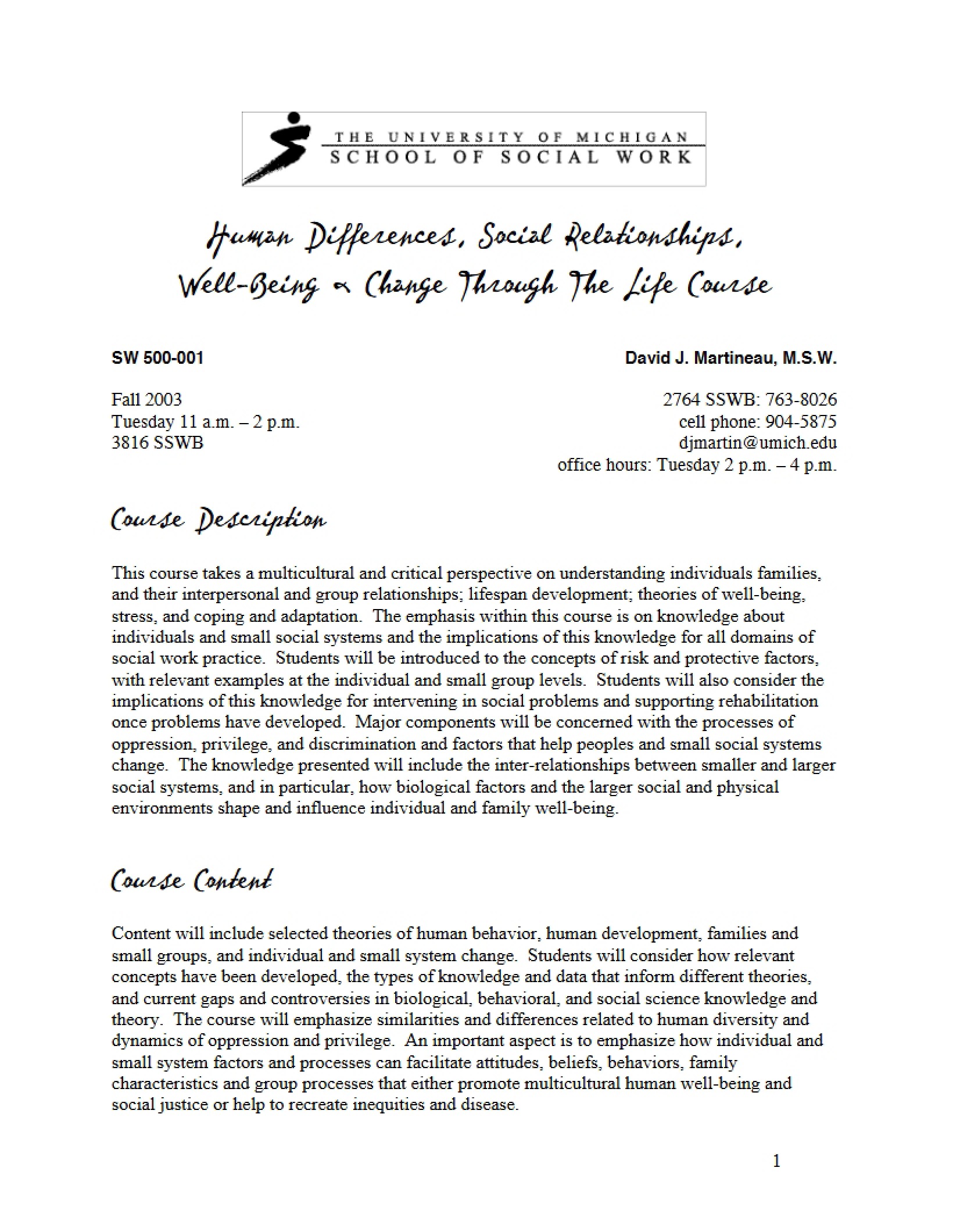 Human Differences Syllabus