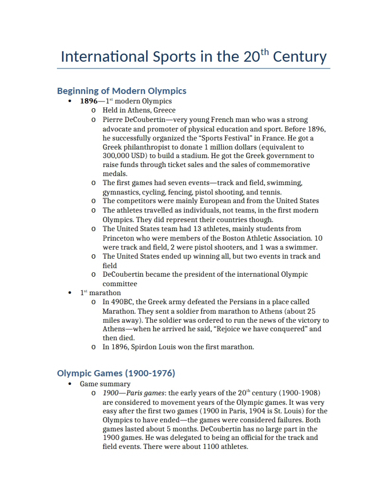 Modern Olympics Origins
