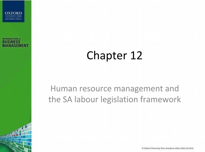 HR Management and SA Labour Legislation Framework - Chapter 12