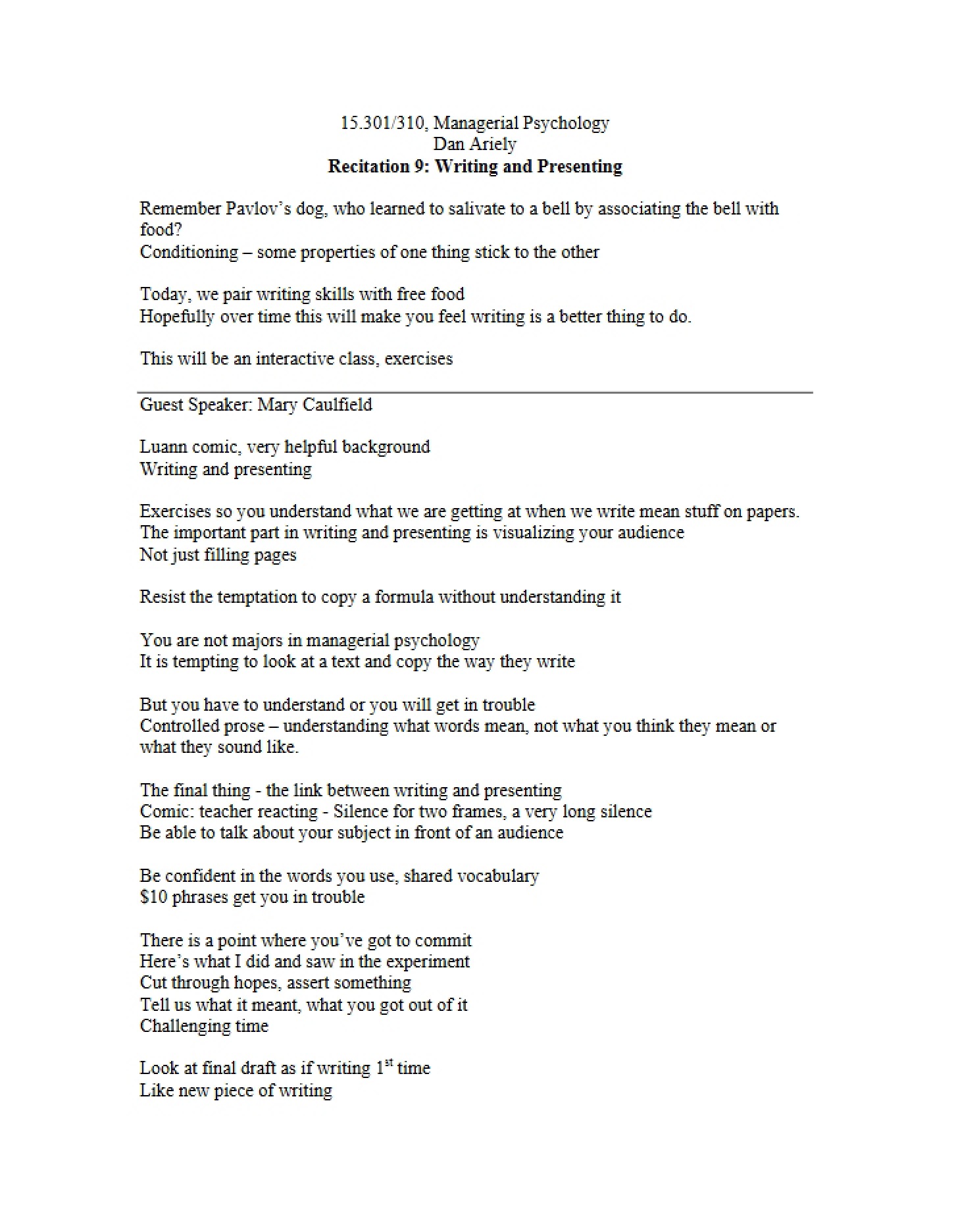 Records for Studying - Managerial Psychology Laboratory