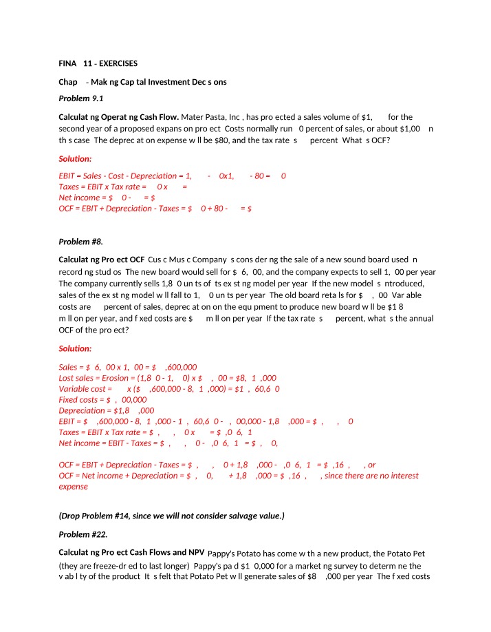 Solutions for Chapter 9 Assignment