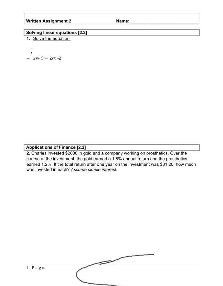 Written Assignment Number 2