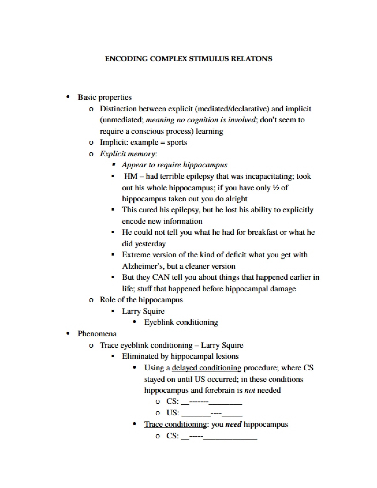 Copy of Encoding Complex Stimulus Relations (Psychology of Learning)