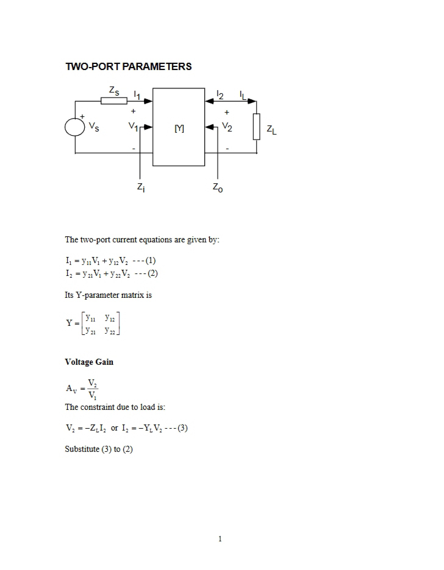 Parameters of Two-Ports