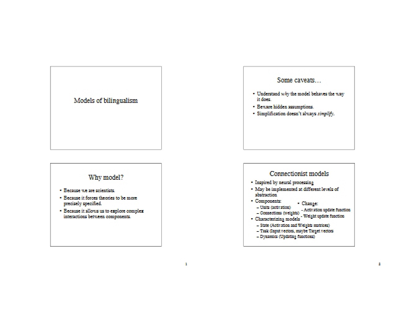 Conceptual Models of Bilingualism