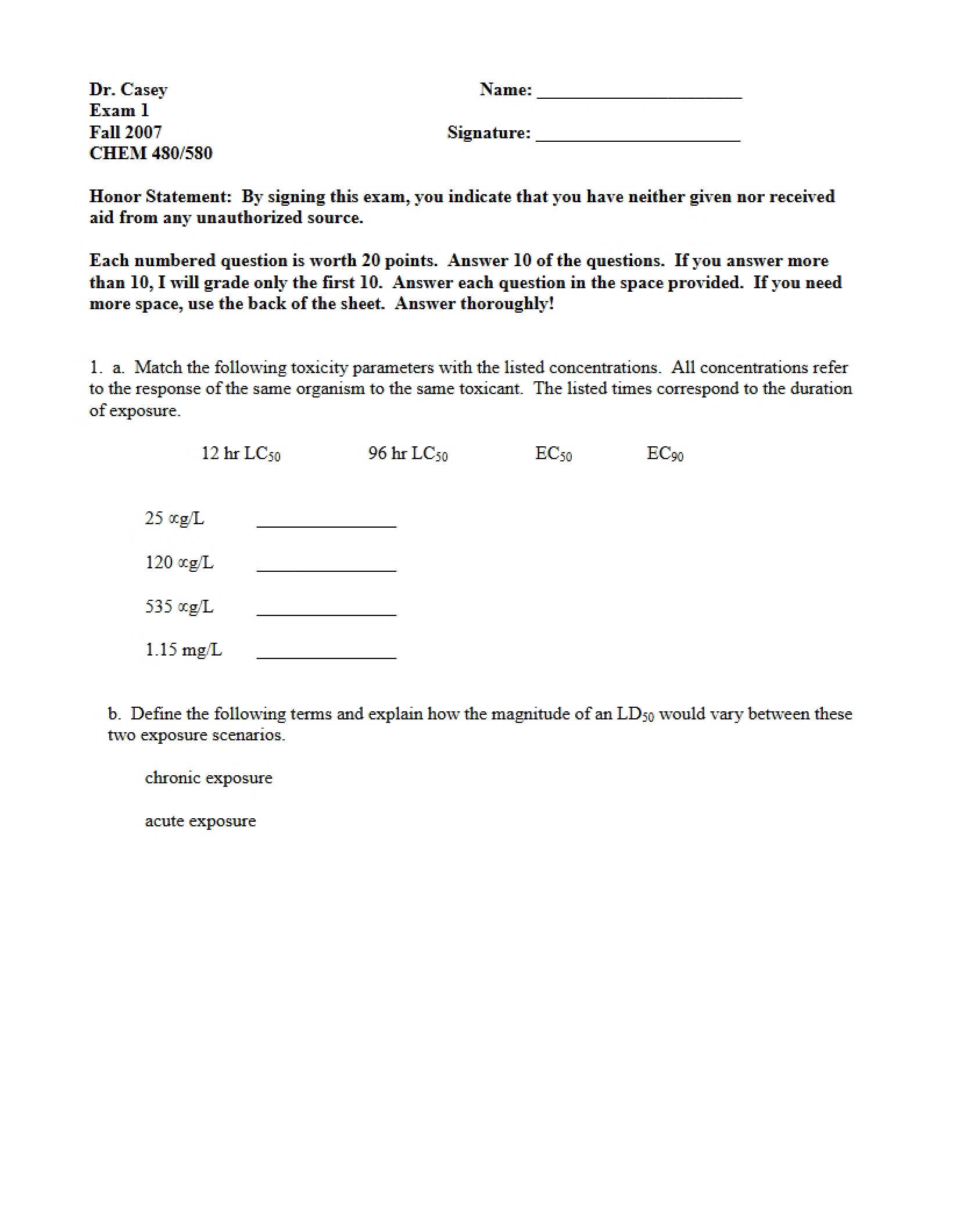 Test One Chemical Toxicology