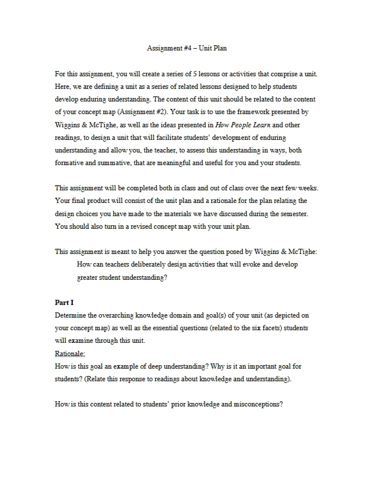 Unit Plan Assignment Four